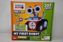 A boxed as new Tinker Bots 'My First Robot' interactive coding robot.