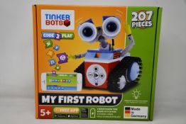A boxed as new Tinker Bots 'My First Robot' interactive coding robot.