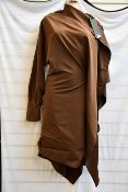 An as new Petar Petrov Aaber asymmetric midi dress in dark chocolate (EU 34 - RRP £1,200).