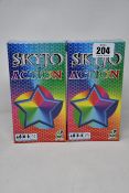Twelve boxed as new Skyjo Action card game packs.