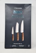 Three Fiskars Norr three piece knife sets.