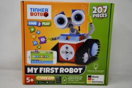 A boxed as new Tinker Bots 'My First Robot' interactive coding robot.