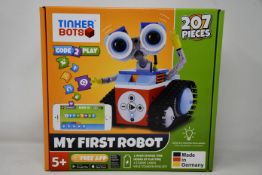 A boxed as new Tinker Bots 'My First Robot' interactive coding robot.