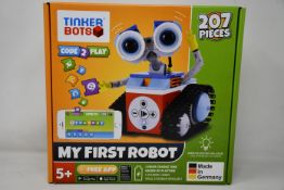 A boxed as new Tinker Bots 'My First Robot' interactive coding robot.