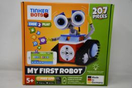 A boxed as new Tinker Bots 'My First Robot' interactive coding robot.