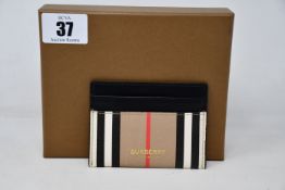 An as new Burberry Icon Stripe E-canvas and leather card case (RRP £140).