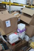 A pallet of assorted PPE and medical items.