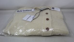 An as new Molly Goddard Giuseppe frill cardigan in cream with white (S - RRP £288).