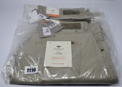 Two pairs of as new Fynch-Hatton modern fit trousers (W34/30 and W38/L34 - RRP £90 each).