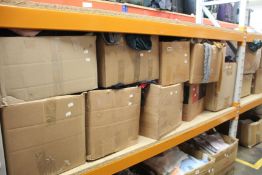 Nine boxes of assorted pre-owned clothing and related items.