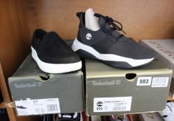 Two pairs of women's as new Timberland footwear; Berlin Park slip-on (UK 6.5) and Emerald Bay