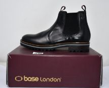 Two pairs of men's boxed as new Base London Hadrian Chelsea Boots in waxy black (UK 10 and 11).