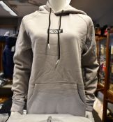 Five as new Helfare Stamp hoodies in stone grey (XS, S, M, XL, XXL - RRP £50 each).