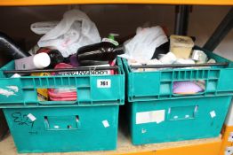 Two crates of assorted toiletries.
