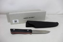 Eight boxed Reel Steel Bushcraft lll knives with leather sheaf's (Over 18s 0nly).