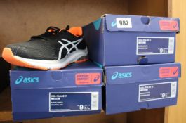 Three pairs of as new Asics Gel-Pulse 11 trainers (UK 8).
