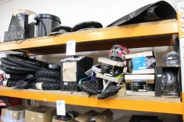 A quantity of bike products to include Giro helmets, Cateye lights and other related items (