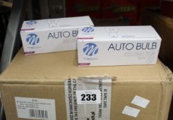 One hundred boxes of ten as new MTECH Halogen Bulbs 12V BAY 15d P21 / 5W Blister.