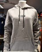 Five as new Helfare Stamp hoodies in stone grey (XS, S, 2 x XL, XXL - RRP £50 each).