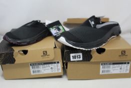 Three pairs of as new Salomon RX Slide 4.0 (2 x men's UK 12.5, 1 x women's 3.5).