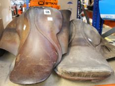 Two pre-owned unbranded horse saddles.