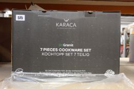 A Karaca Pinkgrey 7-piece Cookware Set.