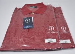 Two as new Filo de Scozia The Open polo shirts in red (M).