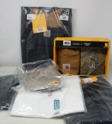 Assorted as new Carhartt items; two car organisers, two caps, four Maddock T-shirts (2 x S, 2 x XL),