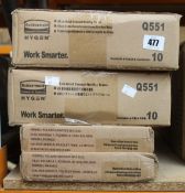 Two boxes of as new Rubbermaid 40cm quick connect wet/dry frames (10 per box) and two boxes of as