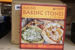 Four boxes of Pizzacraft 8 inch round baking stones (4 items per box).