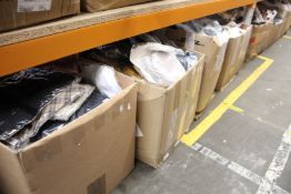 Four boxes of assorted clothing and related items.