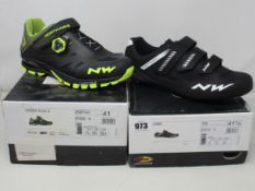Two pairs of as new Northwave cycling shoes; Core (UK 8) and Spider Plus 2 (UK 7.5).