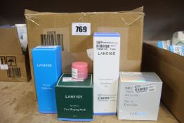 A quantity of assorted Laneige beauty products to include Clea sleeping mask, water bank hydro mist,
