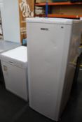 A pre-owned Beko tall freezer together with a Curry's domestic dishwasher (CDW60W18).