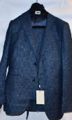An as new Suit Supply mid-blue checked three piece suit (98/40L - RRP £429).