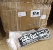 A large quantity of Saltwater Tattoo The Original tattoo pen refills by Tim Hendricks in a variety