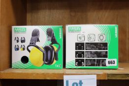 Four as new MSA The Safety Company Left/Right low helmet mounted ear defenders.