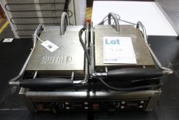 A pre-owned Buffalo double contact panini/sandwich toaster with timer function.
