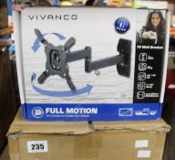 Seven boxed as new Vivanco Full Motion Tilt & Swing Flat Screen Wall Brackets (Up to 43
