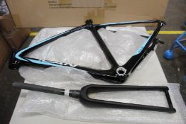 An as new Ican full carbon fibre road bike frameset c/w headset and bottom bracket bearing, size
