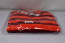 An as new Molly Goddard Claus striped wool gilet in neon orange/red (Size XS - RRP £320).