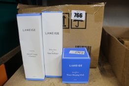 Seven Laneige water sleeping mask (7 x 70ml), two Laneige moisture kits, one Laneige water bank