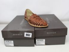 Two pairs of women's as new Nisolo Huarache sandals (Sizes 8, 8.5 - RRP $120 each).