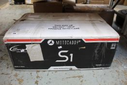 A Motocaddy S1 electric golf trolley.