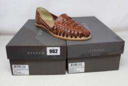 Two pairs of women's as new Nisolo Huarache sandals (Sizes 8.5, 9 - RRP $120 each).