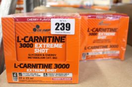 Seven boxes of Olimp Nutrition - L-Carnitine 3000 Extreme Shot in cherry flavour (20 x 25 ml, Exp: