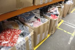 Four boxes of assorted clothing and related items.