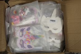 Two boxes of children's party face masks and accessories.