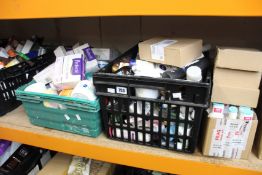 Two crates of assorted toiletries.