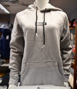 Five as new Helfare Stamp hoodies in stone grey (XS, S, 2 x XL, XXL - RRP £50 each).